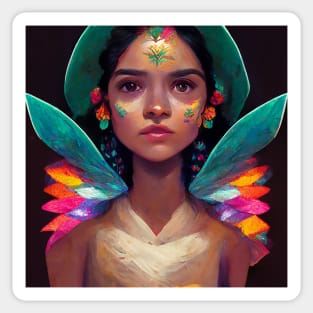 Beautiful ethnic mexican fairy painting / latina Sticker